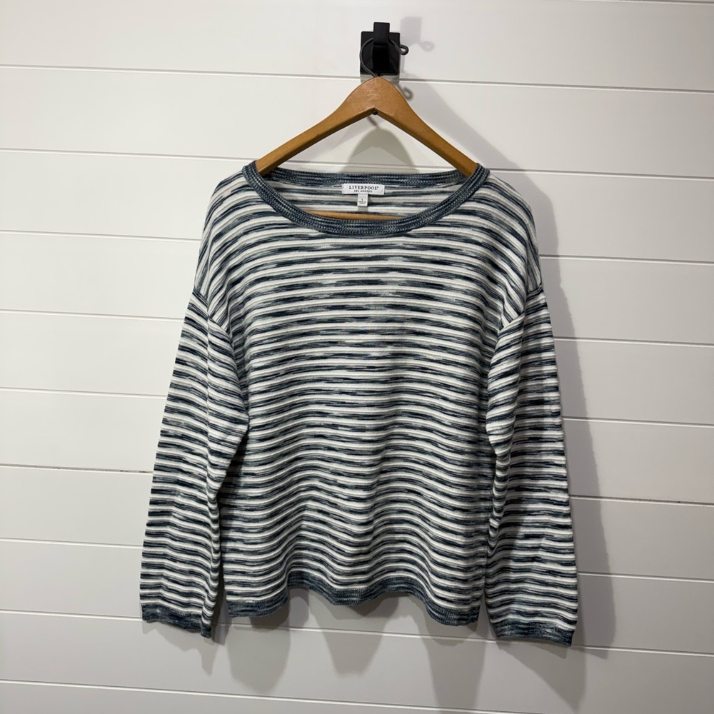 Liverpool Navy and White Striped Long Sleeve Shirt